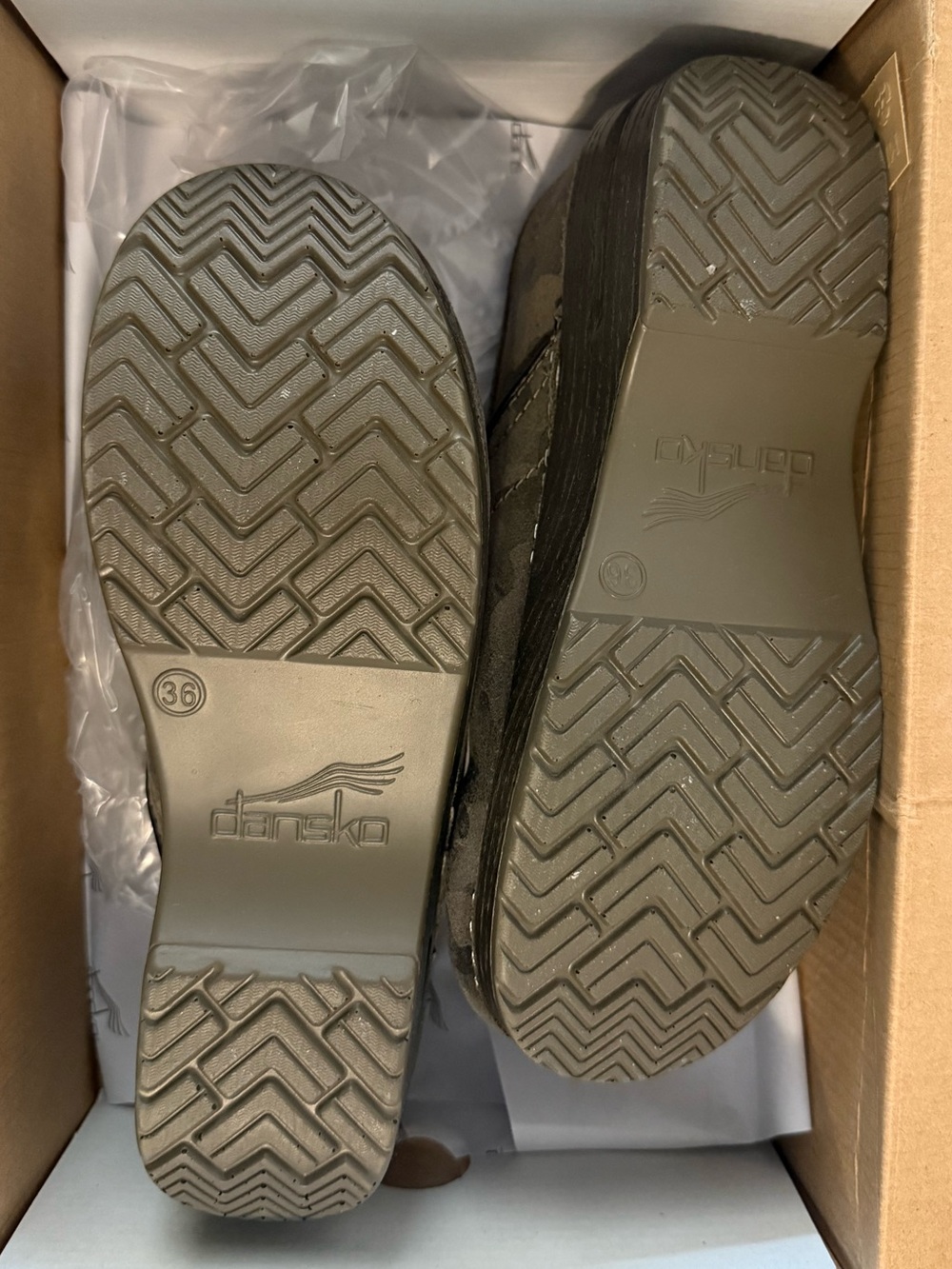 Dansko Women’s Olive Camo Slip-On Clogs - Picture 2 of 3